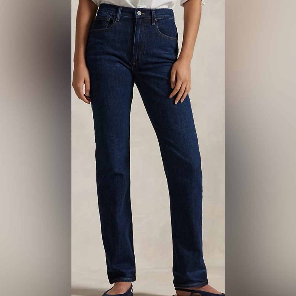 Lauren Jeans Co. Ralph Lauren Dark Blue Classic Straight Leg Jeans Size 10
